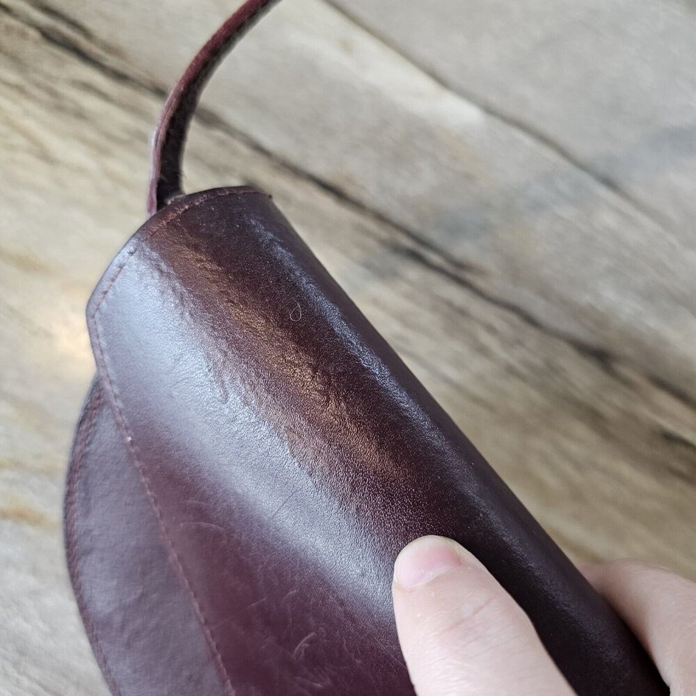 Vintage 80s Oxblood Leather Saddle Bag Purse‎ W Wallet Half Moon Brazil Boho - Picture 8 of 16